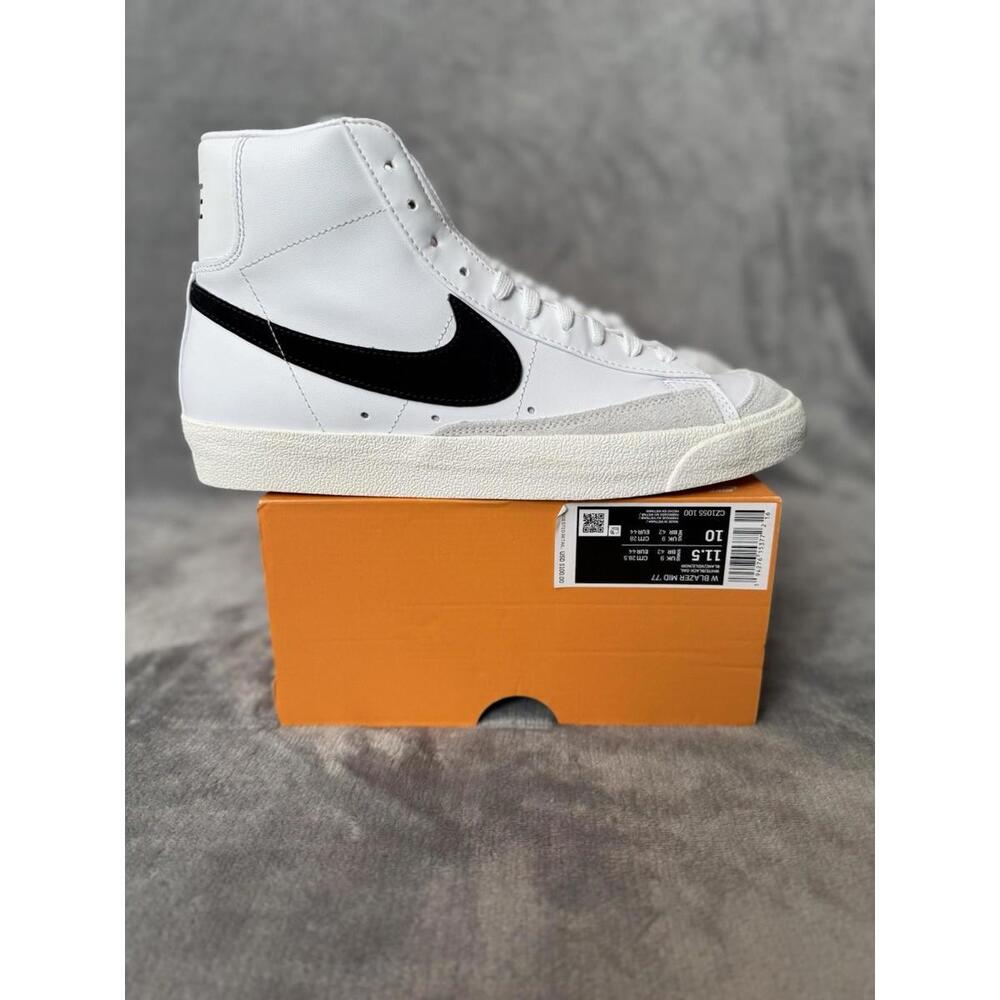 Nike Blazer Mid ‘77 Leather White Black Sz Men 10